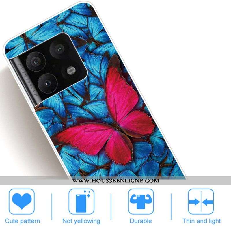 Coque OnePlus 10 Pro 5G Flexible Papillon Fuchsia