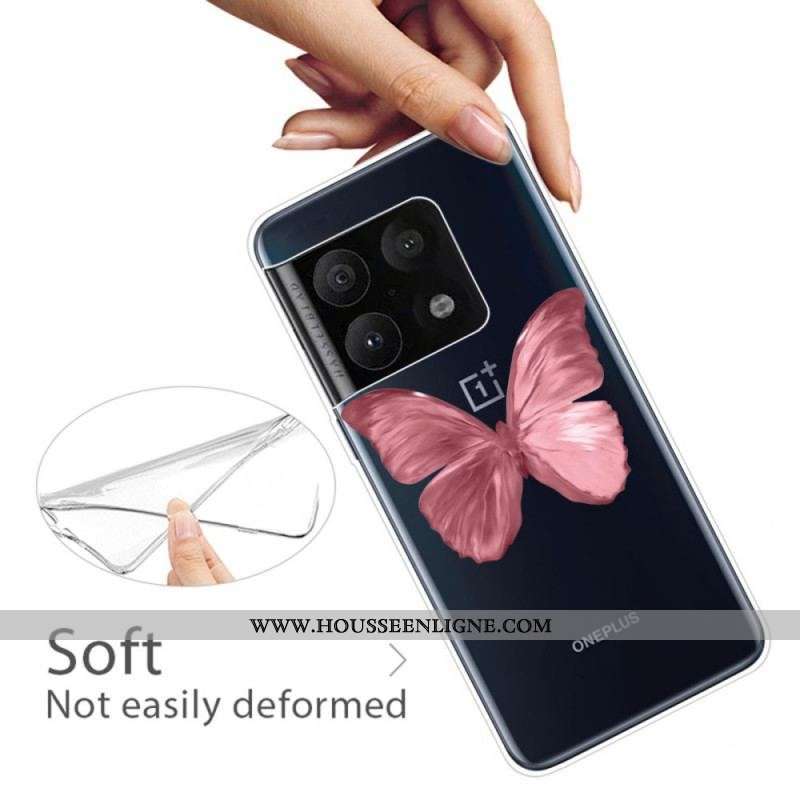 Coque OnePlus 10 Pro 5G Flexible Papillon Rose