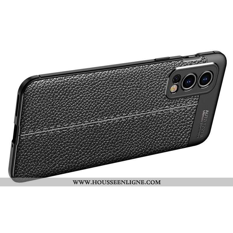 Coque OnePlus Nord 2 5G Effet Cuir Litchi Double Line