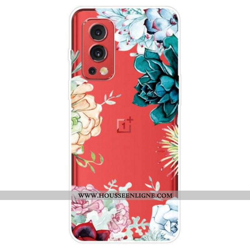 Coque OnePlus Nord 2 5G Transparente Fleurs Aquarelle