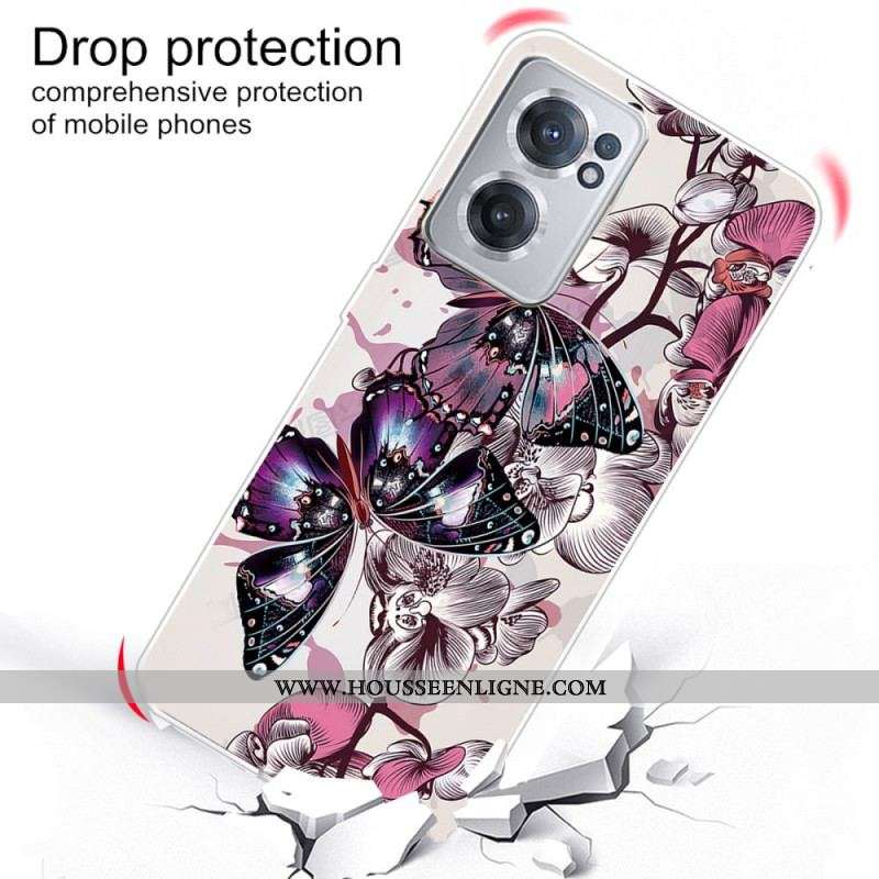 Coque OnePlus Nord CE 2 5G Papillons Mauve
