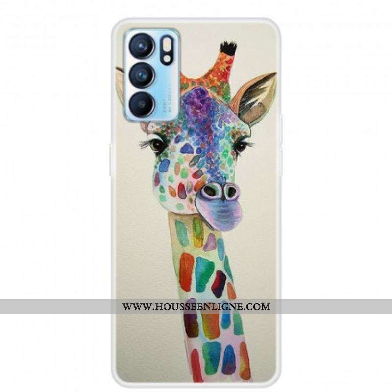 Coque Oppo Reno 6 5G Girafe Colorée
