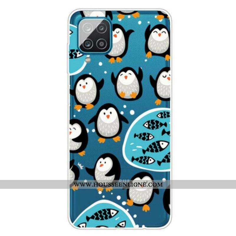 Coque Samsung Galaxy A12 / M12 Pingouins et Poissons