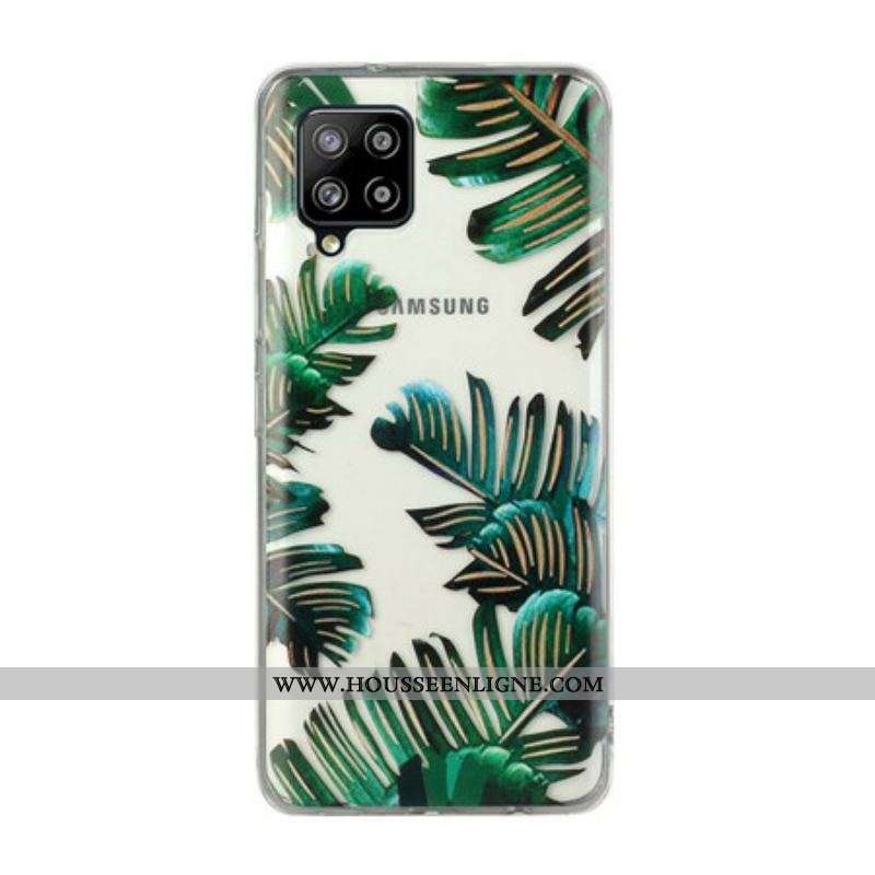 Coque Samsung Galaxy A12 / M12 /Transparente Feuilles Vertes