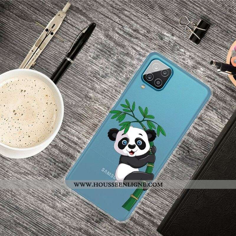 Coque Samsung Galaxy A12 / M12 Transparente Panda Sur Le Bambou