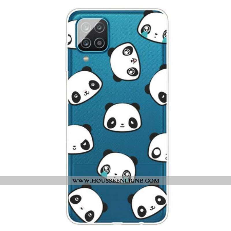 Coque Samsung Galaxy A12 / M12 Transparente Pandas Sentimentaux