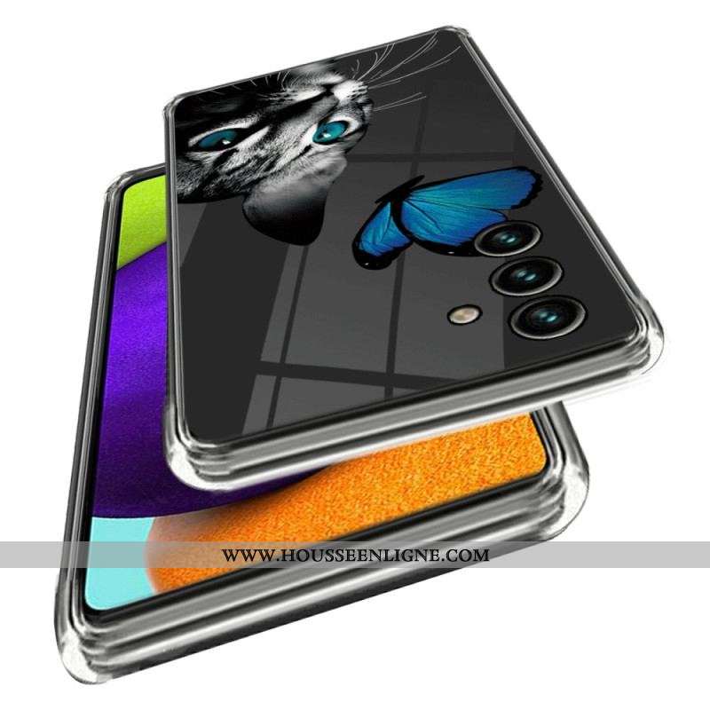 Coque Samsung Galaxy A14 5G / A14 Chat et Papillon
