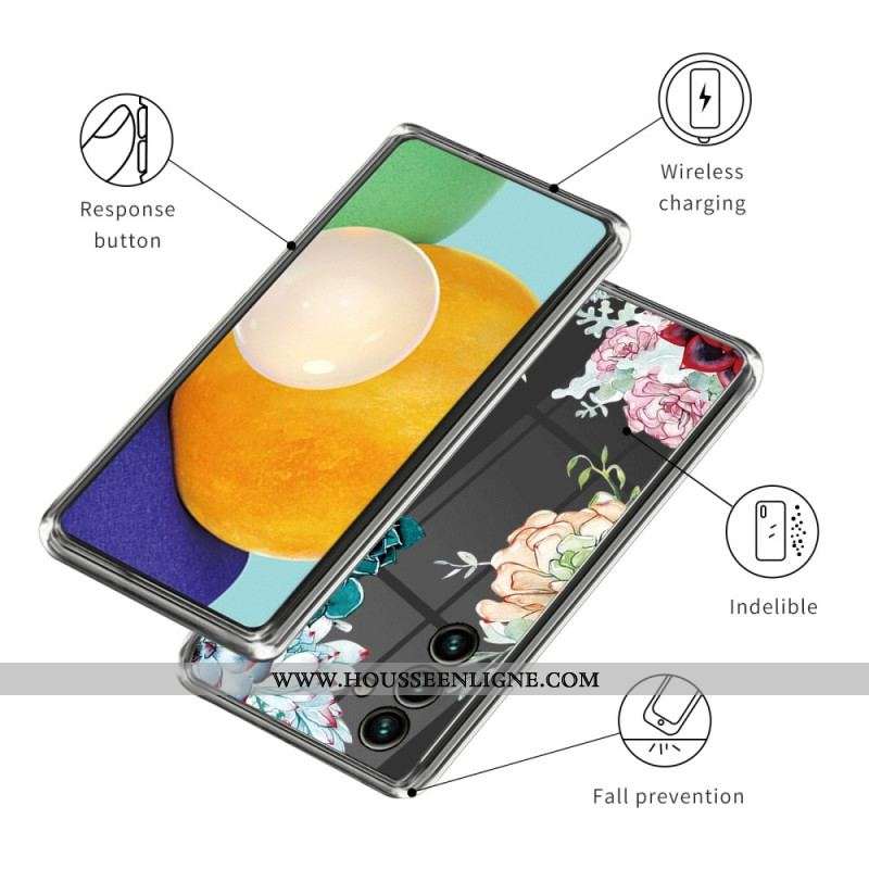 Coque Samsung Galaxy A14 5G / A14 Transparente Bouquet de Fleurs