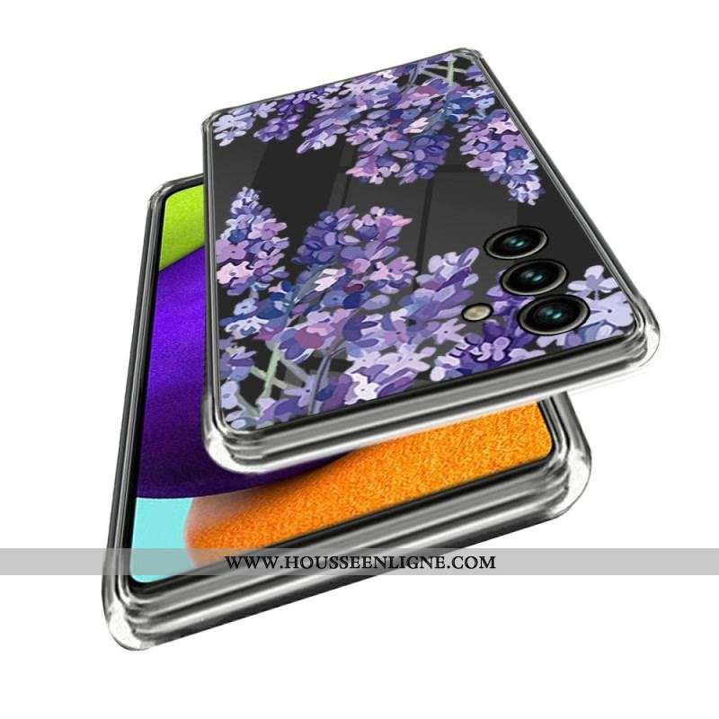 Coque Samsung Galaxy A14 5G / A14 Transparente Fleurs Violettes
