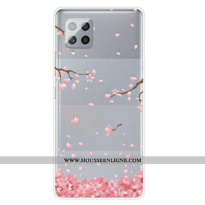 Coque Samsung Galaxy A42 5G Branches à Fleurs