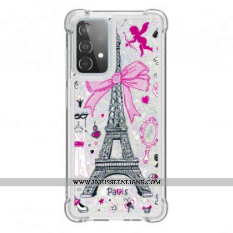 Coque Samsung Galaxy A52 4G / A52 5G / A52s 5G La Tour Eiffel Paillettes