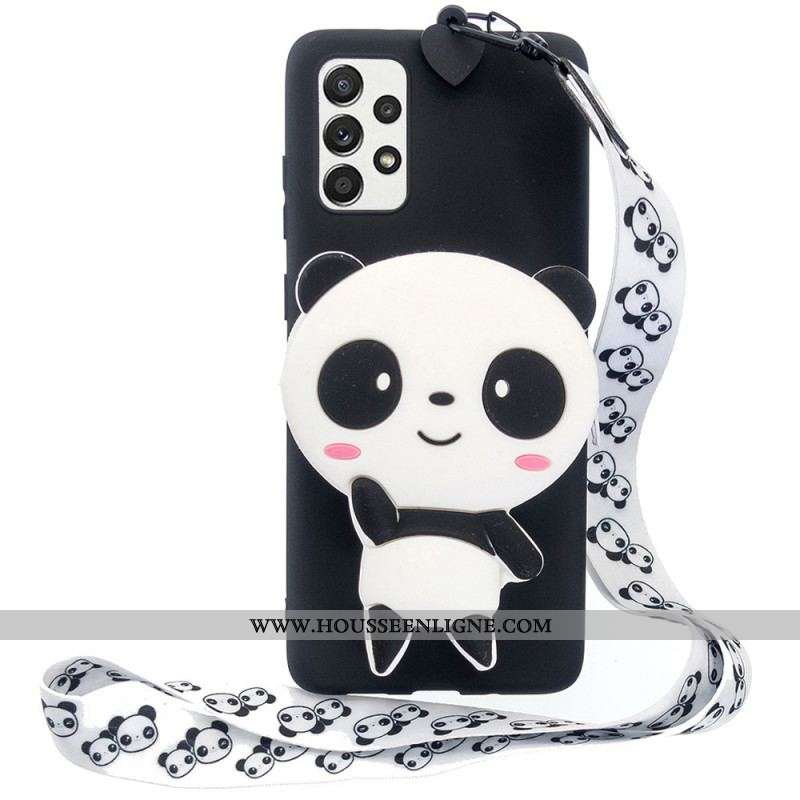 Coque Samsung Galaxy A53 5D Panda 3D avec lanière Mousqueton