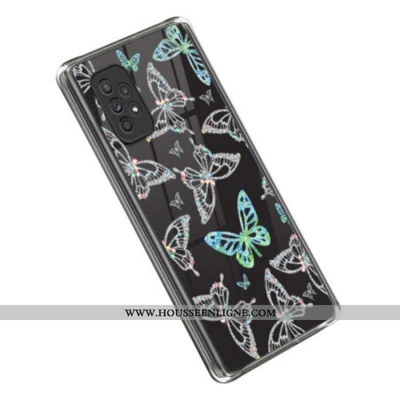 Coque Samsung Galaxy A53 5G Transparente Papillons Colorés