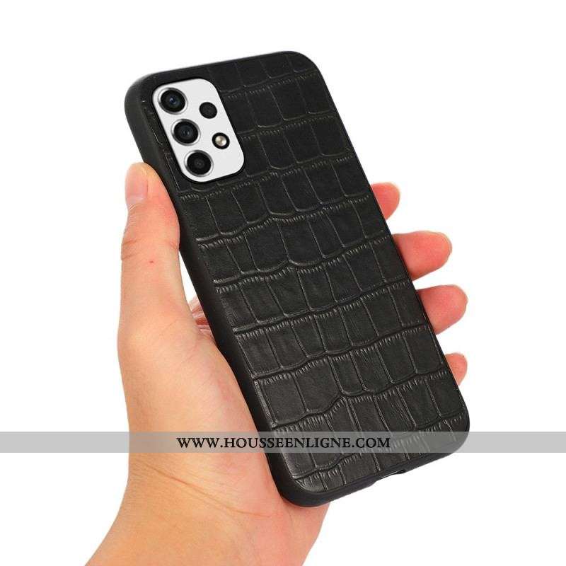 Coque Samsung Galaxy A53 5G Véritable Cuir Texture Crocodile