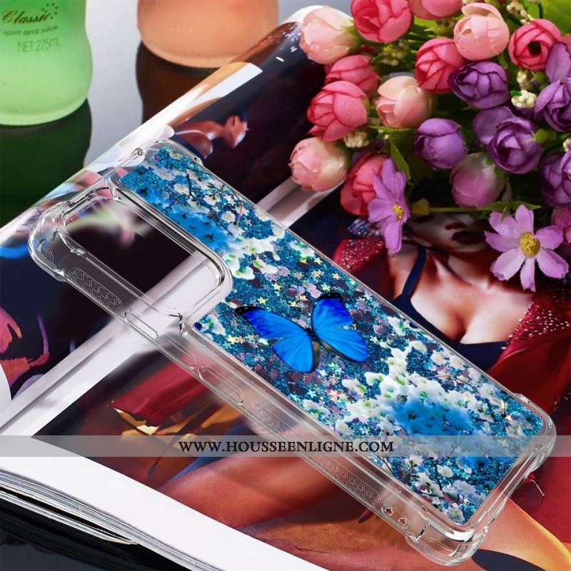 Coque Samsung Galaxy A53 5G à Cordon Paillettes Papillons