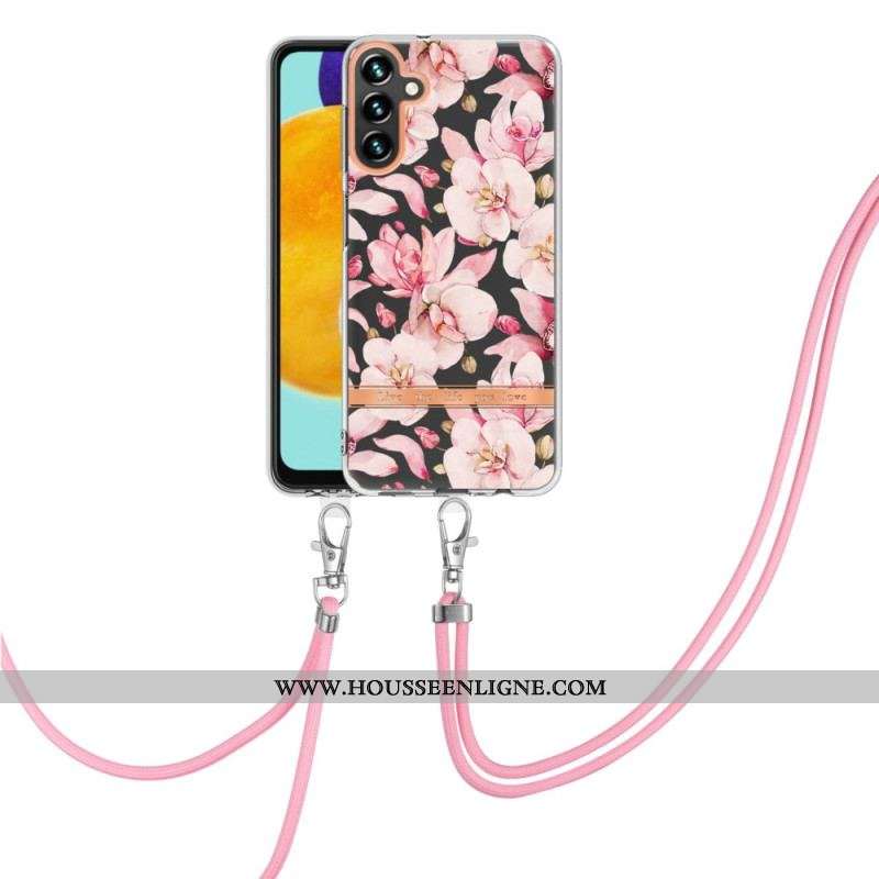 Coque Samsung Galaxy A54 5G à Cordon Fleurs