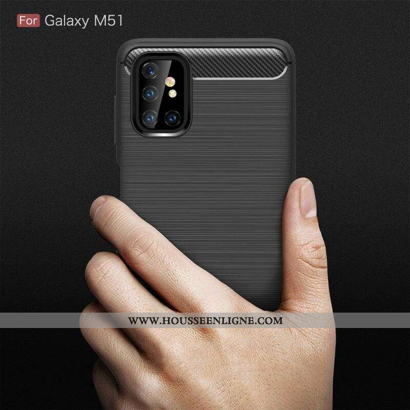 Coque Samsung Galaxy M51 Fibre Carbone Brossée