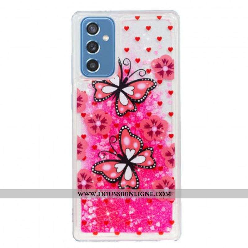 Coque Samsung Galaxy M52 5G Papillons Roses