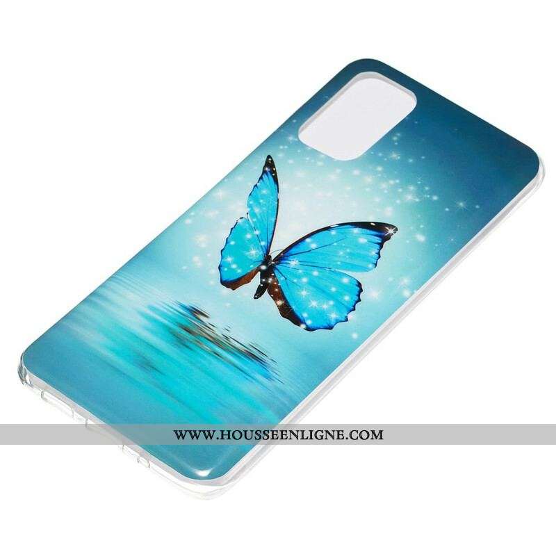 Coque Samsung Galaxy S20 Plus / S20 Plus 5G Papillon Bleu Fluorescente