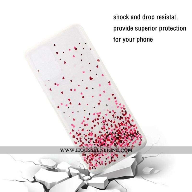 Coque Samsung Galaxy S20 Ultra Transparente Multiples Coeurs Rouges