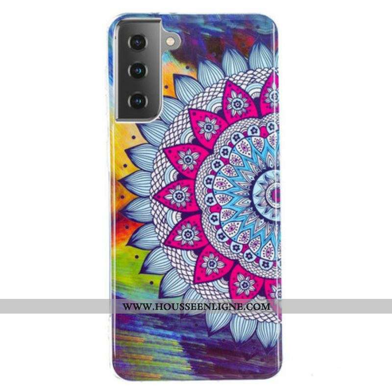 Coque Samsung Galaxy S21 5G Mandala Coloré Fluorescente