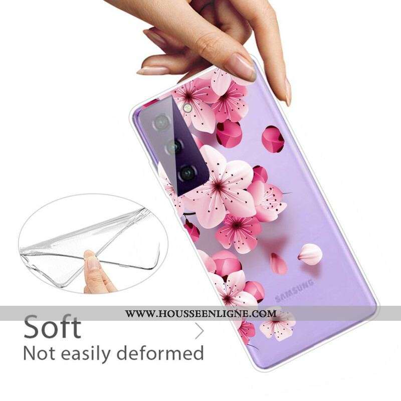 Coque Samsung Galaxy S21 5G Petites Fleurs Roses
