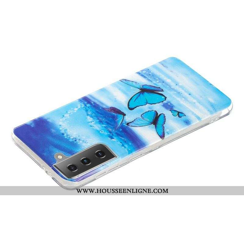 Coque Samsung Galaxy S21 5G Série Papillons Fluorescente