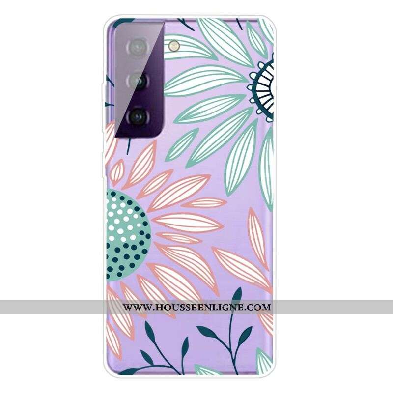 Coque Samsung Galaxy S21 5G Transparente Une Fleur