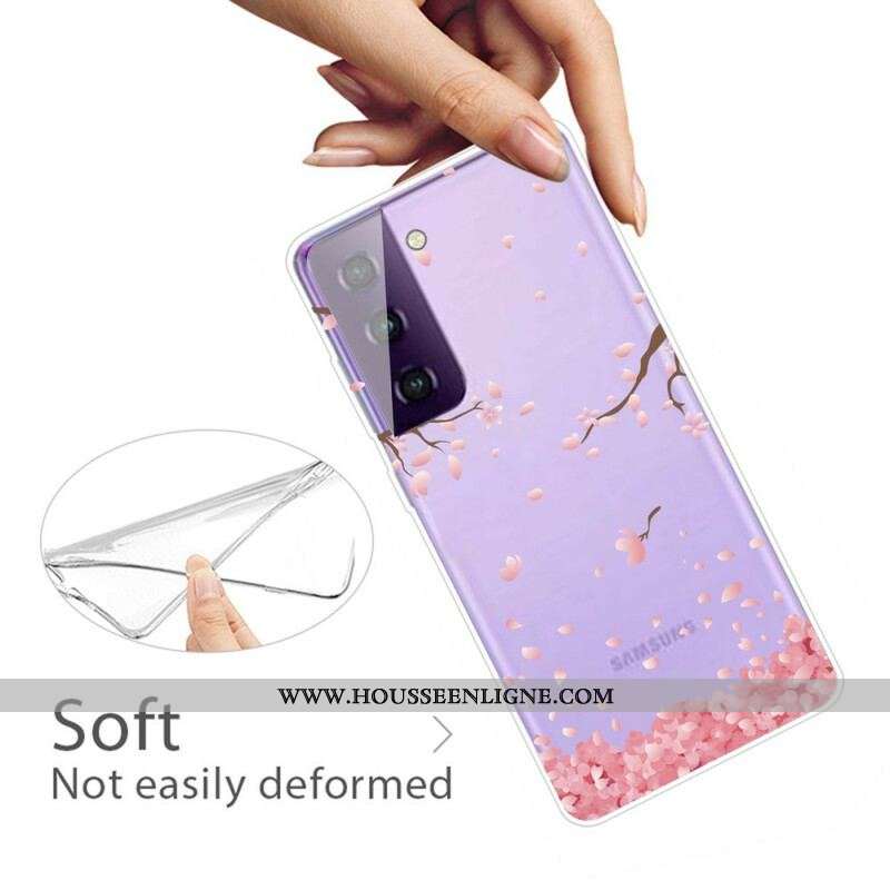Coque Samsung Galaxy S21 Plus 5G Branches à Fleurs