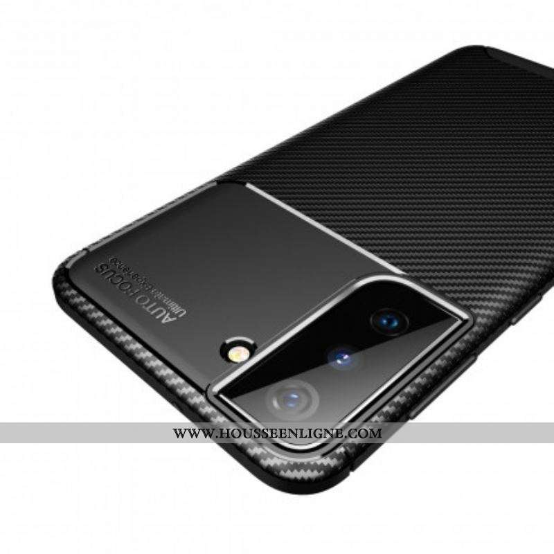 Coque Samsung Galaxy S21 Plus 5G Flexible Texture Fibre Carbone