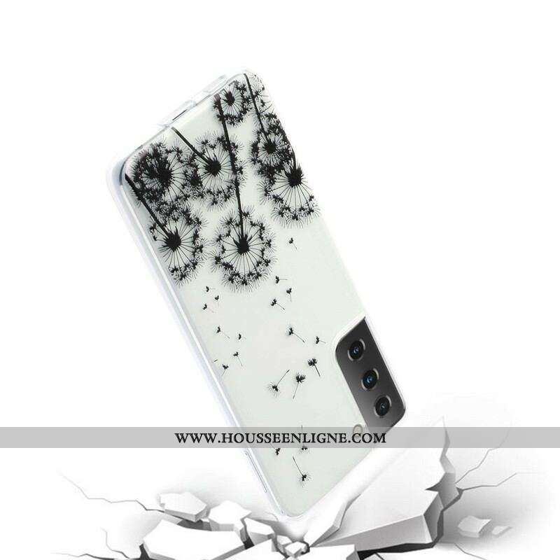 Coque Samsung Galaxy S21 Plus 5G Transparente Pissenlits Noirs