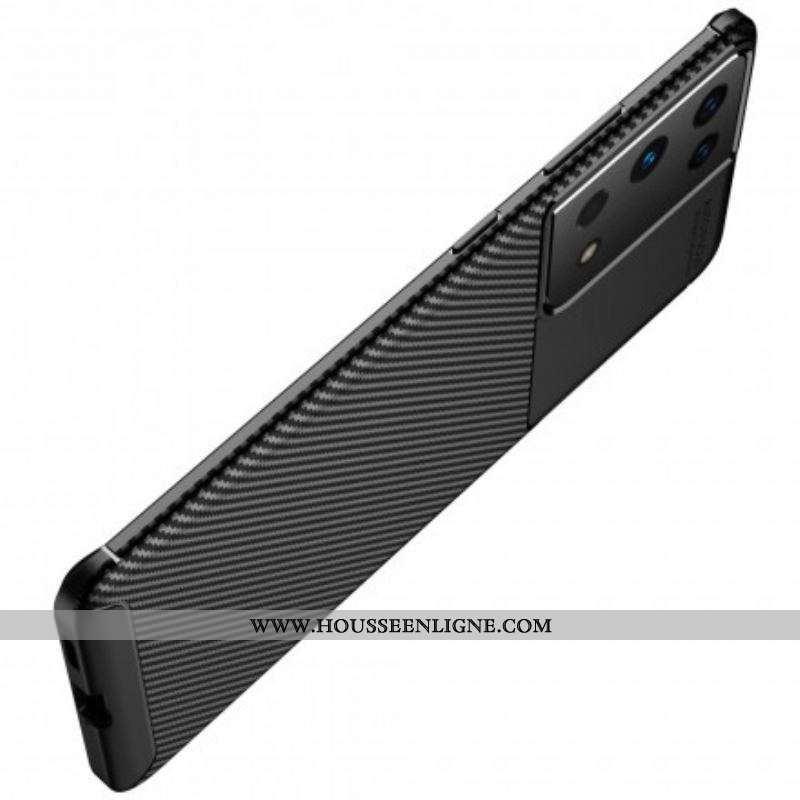 Coque Samsung Galaxy S21 Ultra 5G Flexible Texture Fibre Carbone