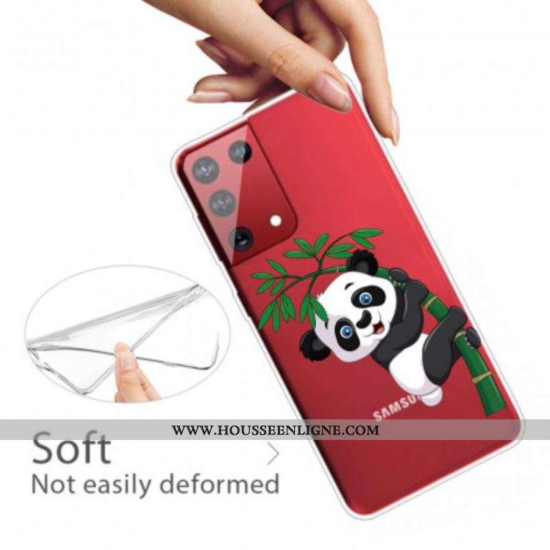 Coque Samsung Galaxy S21 Ultra 5G Panda Sur Le Bambou