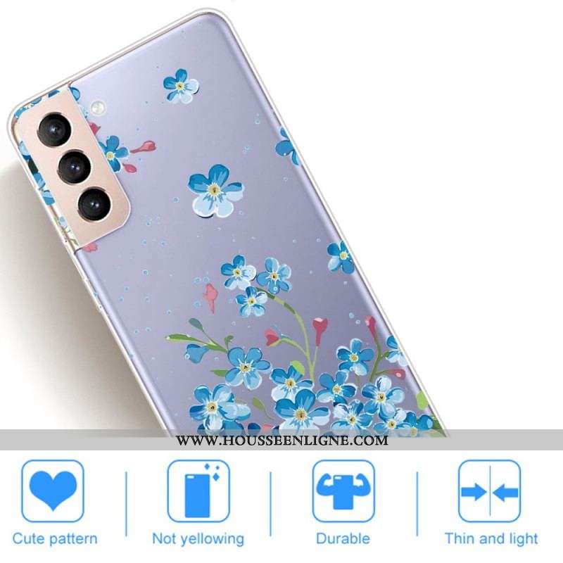 Coque Samsung Galaxy S22 5G Fleurs Bleues