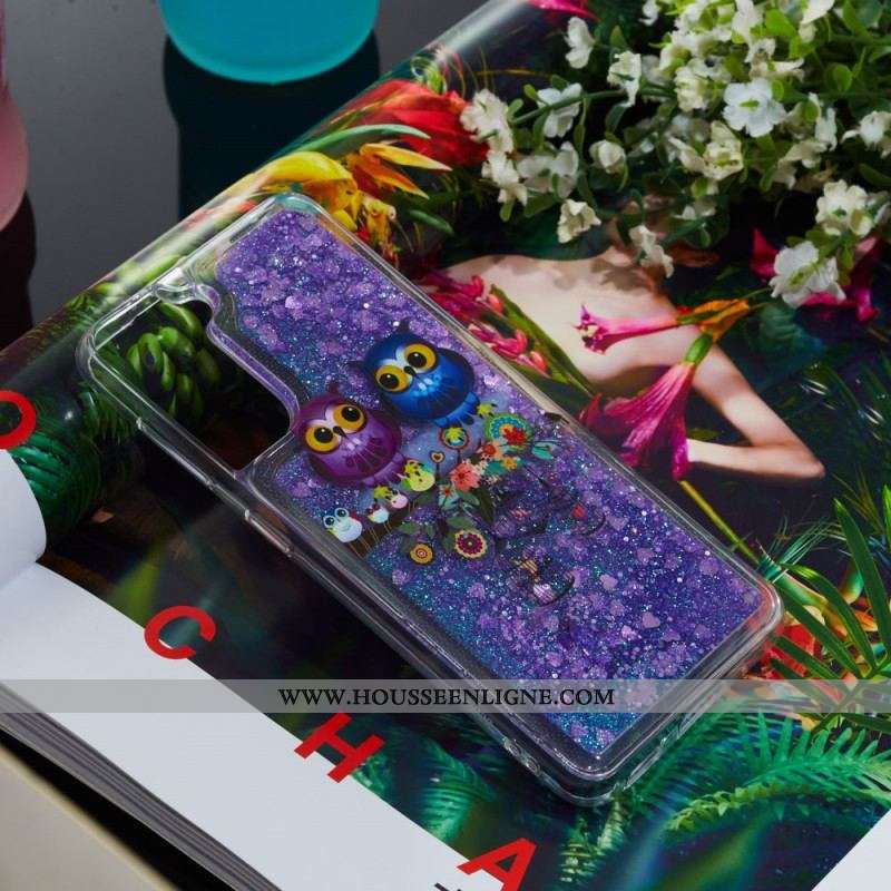 Coque Samsung Galaxy S22 5G Hiboux Paillettes