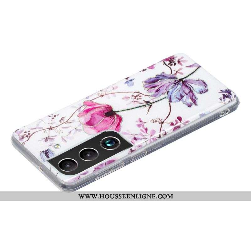 Coque Samsung Galaxy S22 5G Marbrée Fleurs