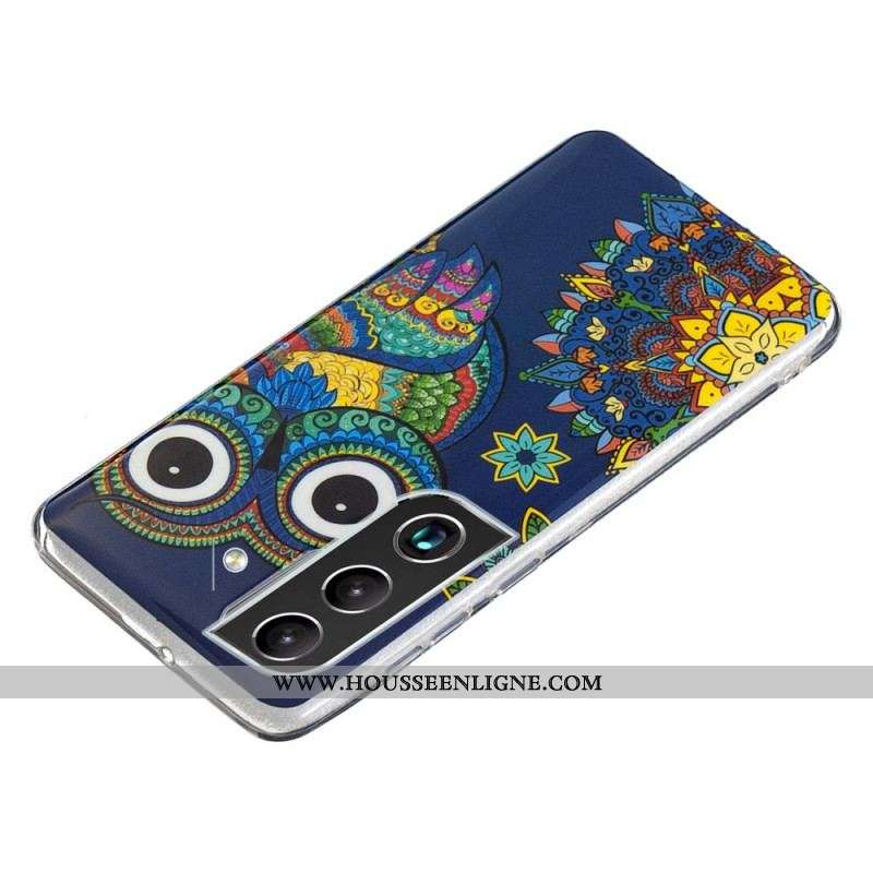 Coque Samsung Galaxy S22 Plus 5G Hibou Mandala Fluorescente