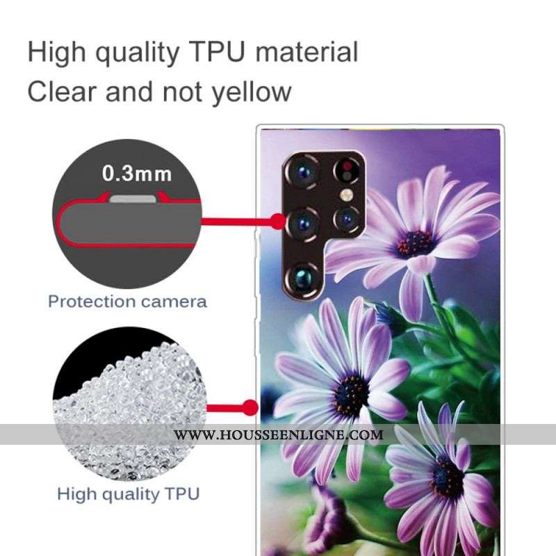 Coque Samsung Galaxy S22 Ultra 5G Fleurs Réalistes