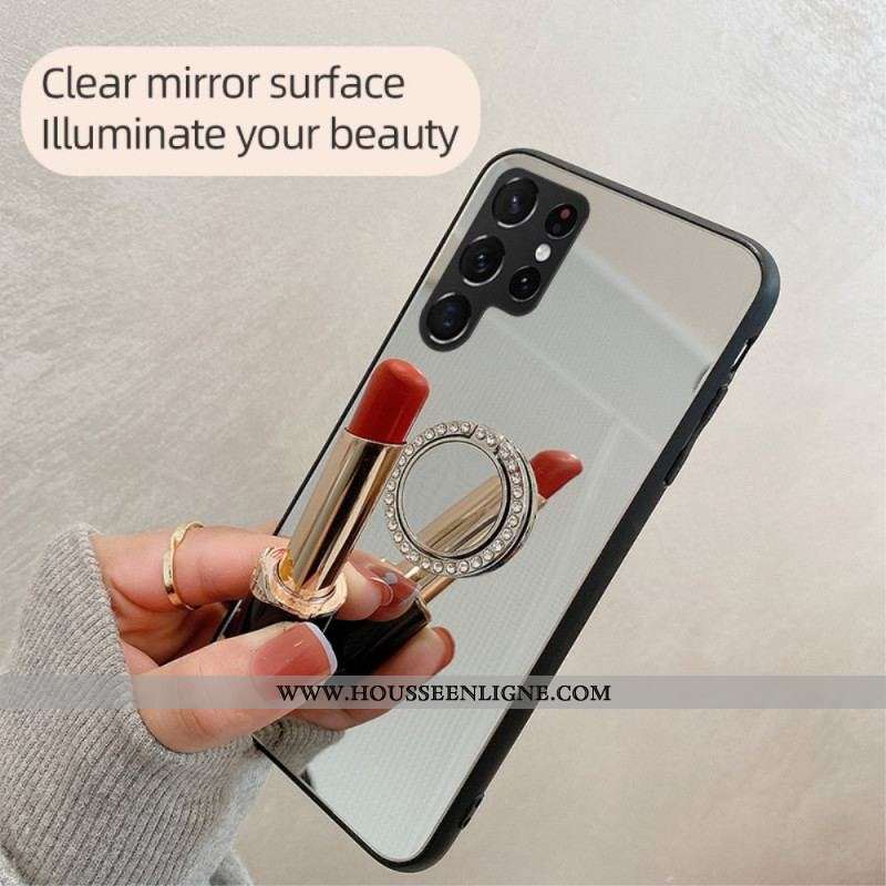 Coque Samsung Galaxy S22 Ultra 5G Miroir avec Anneau Rotatif