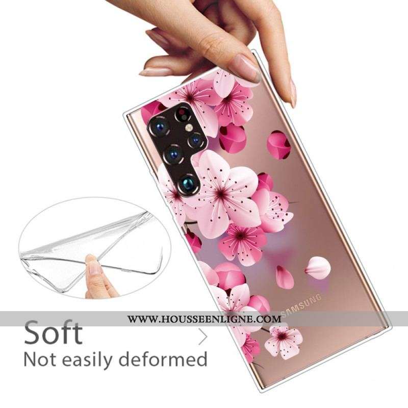 Coque Samsung Galaxy S22 Ultra 5G Petites Fleurs Roses