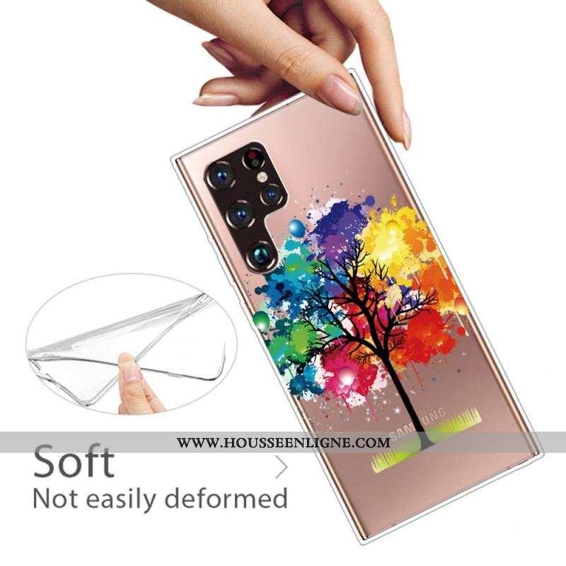 Coque Samsung Galaxy S22 Ultra 5G Transparente Arbre Aquarelle