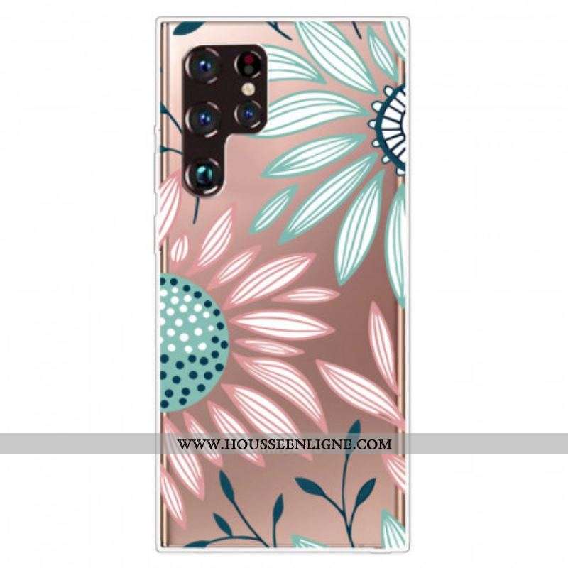 Coque Samsung Galaxy S22 Ultra 5G Transparente Une Fleur