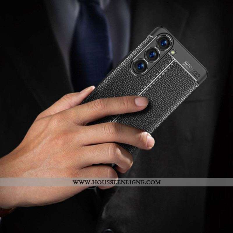 Coque Samsung Galaxy S23 5G Effet Cuir Litchi Double Line