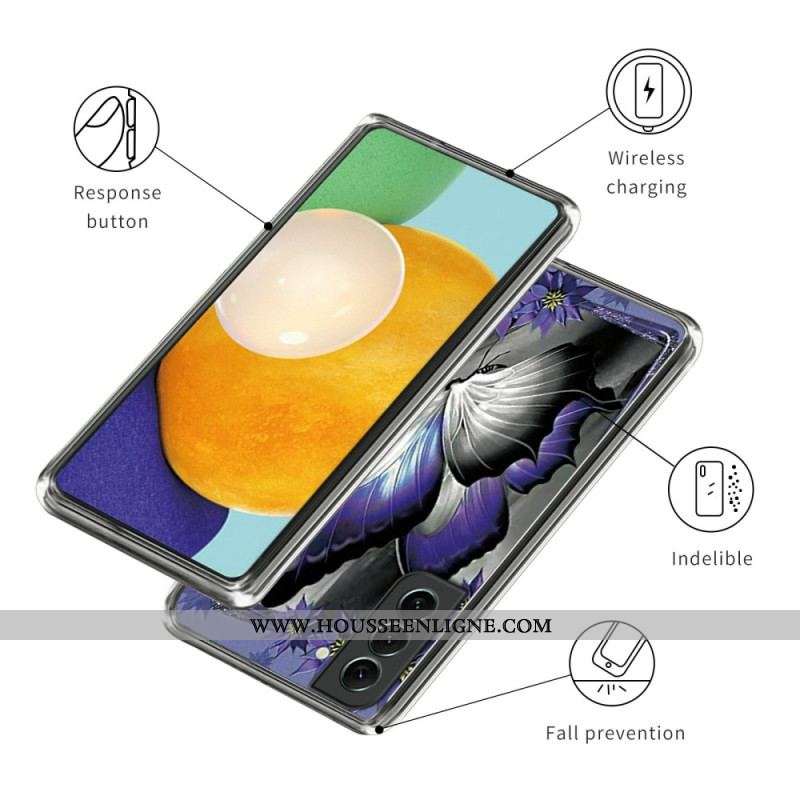 Coque Samsung Galaxy S23 5G Papillon Violet