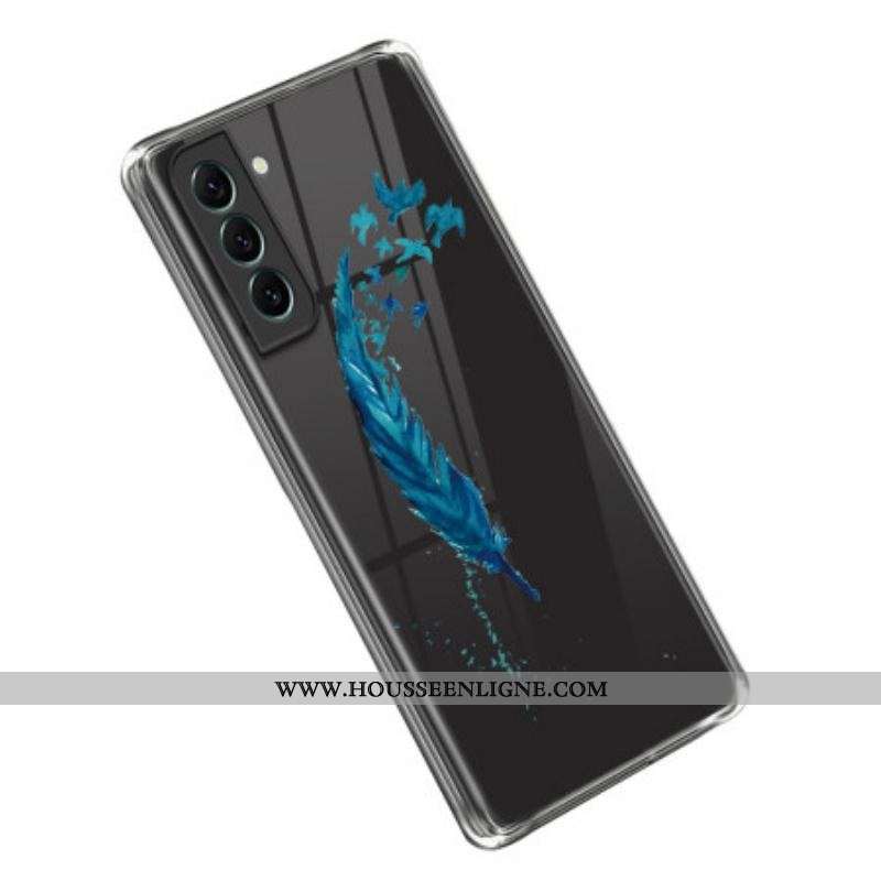 Coque Samsung Galaxy S23 5G Transparente Plume Bleue