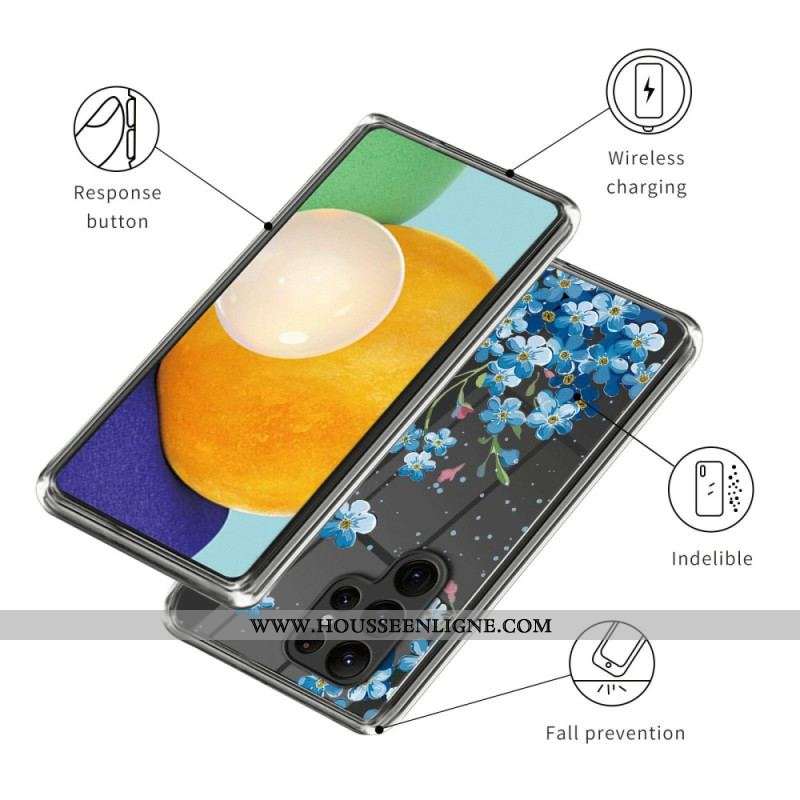 Coque Samsung Galaxy S23 Ultra 5G Fleurs Bleues