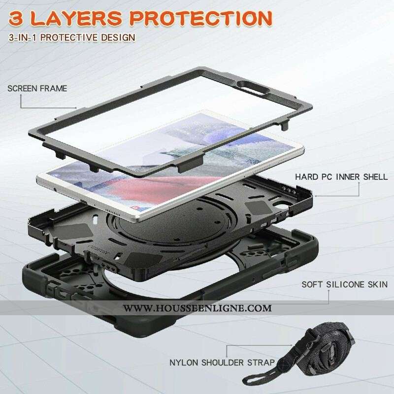 Coque Samsung Galaxy Tab A7 Lite Multi-Fonctionnelle avec Bandoulière