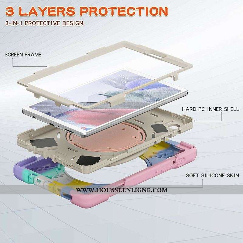 Coque Samsung Galaxy Tab A7 Lite Ultra Résistante Anneau-Support Color