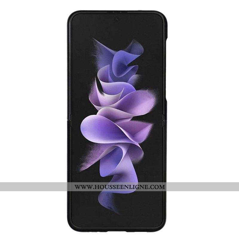 Coque Samsung Galaxy Z Flip 3 5G Véritable Cuir Litchi Porte-Carte
