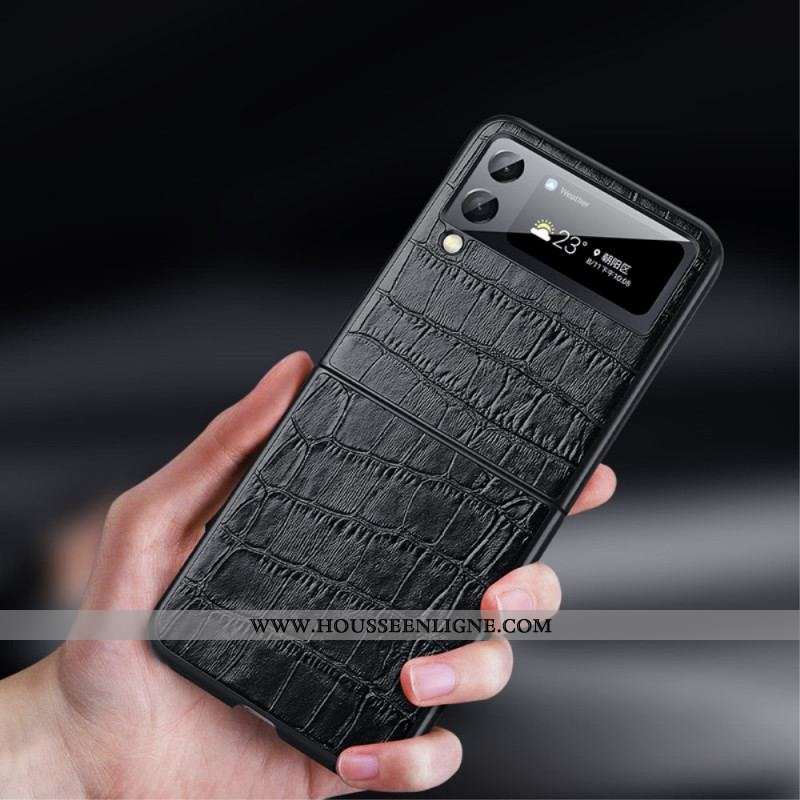 Coque Samsung Galaxy Z Flip 3 5G Véritable cuir Texture Crocodile